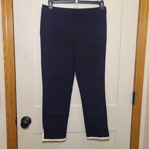 NwT Talbots Navy Blue Petite Pants with White Detail Bottom and Split hem 6P